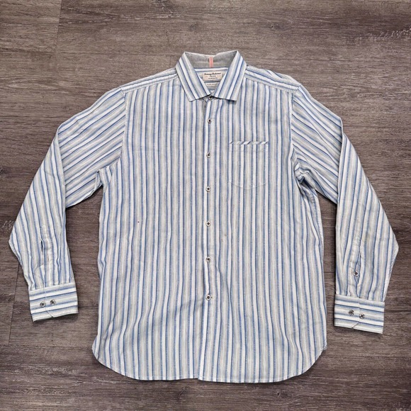 Tommy Bahama Shirt Mens Medium Blue Island Crafted Modern Fit Button Up Casual - Picture 1 of 11
